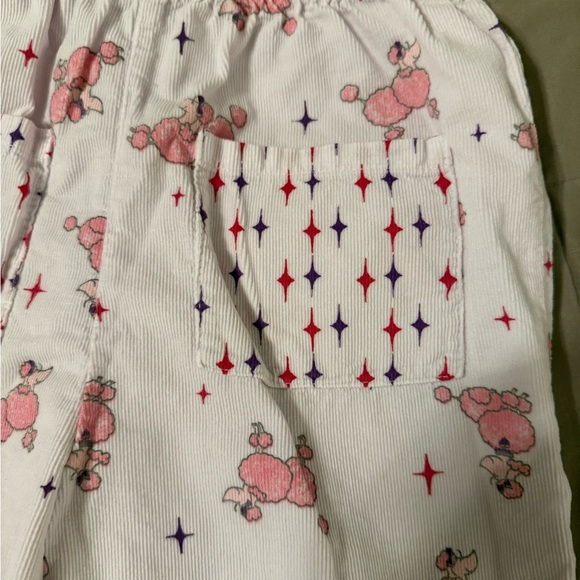 Painting Red Rhinos girls flared corduroy pants with poodle print. Size 5/6 EUC - Picture 4 of 4